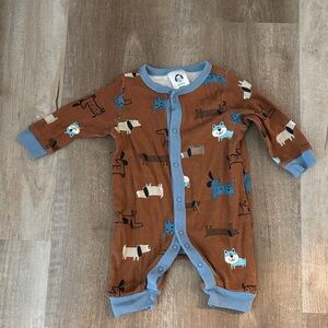Gerber Brown and Blue Dog Print Footie